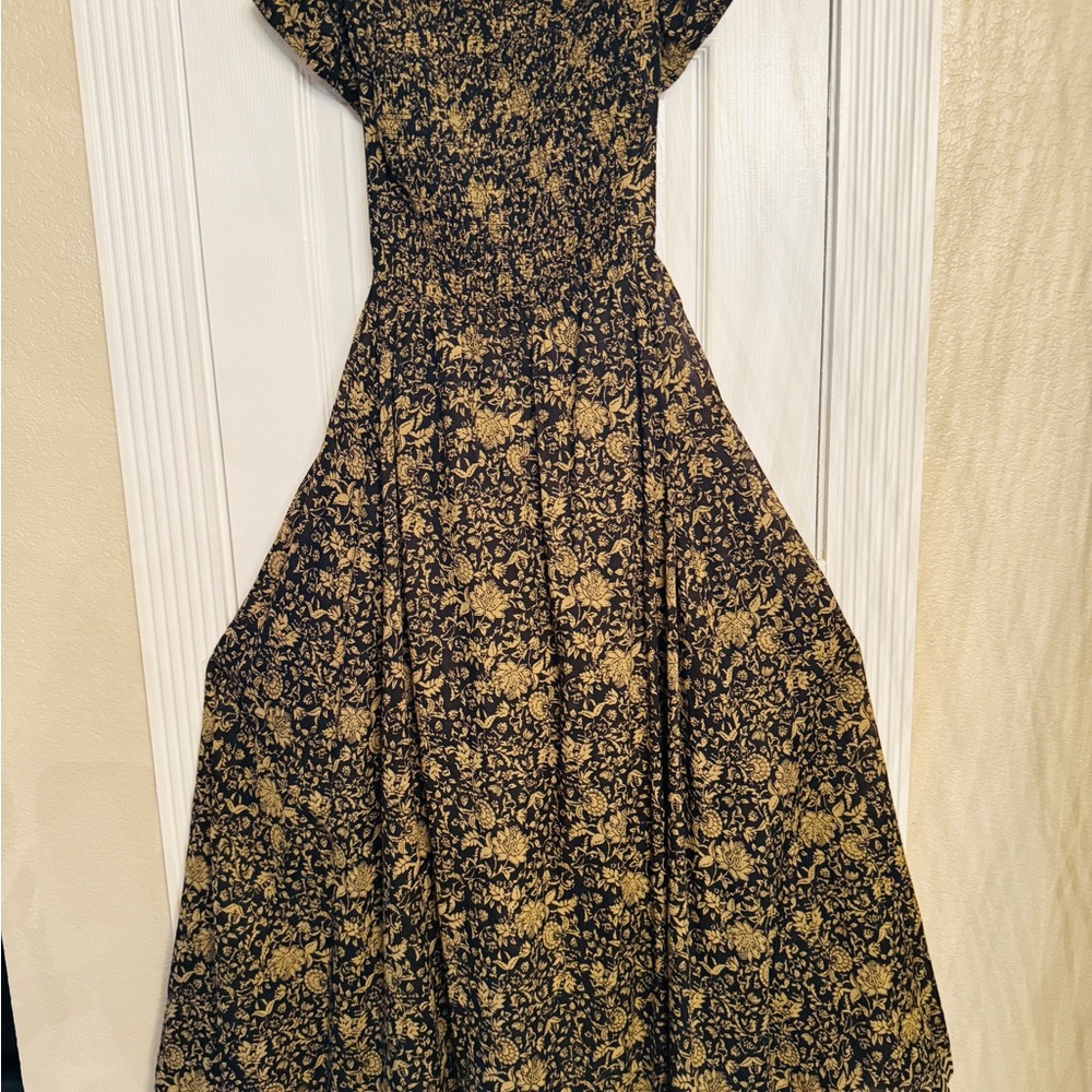 Free People Elegant Black and Gold Floral Maxi Dress
